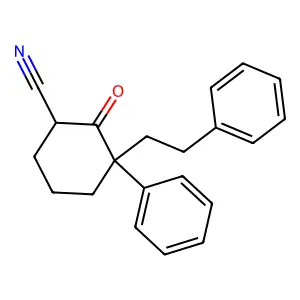 2-Oxo-3-phenyl-3-(2-phenylethyl)cyclohexane-1-carbonitrile structure