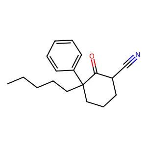 2-Oxo-3-pentyl-3-phenylcyclohexane-1-carbonitrile structure