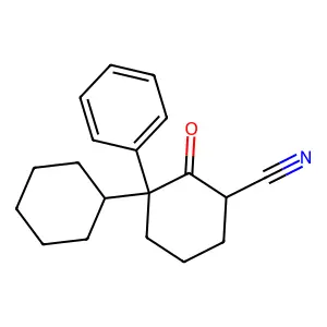 3-Cyclohexyl-2-oxo-3-phenylcyclohexane-1-carbonitrile structure