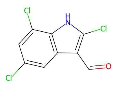 2,5,7-trichloro-1H-indole-3-carbaldehyde structure