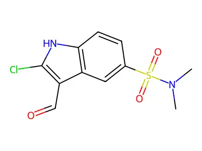 2-chloro-3-formyl-N,N-dimethyl-1H-indole-5-sulfonamide structure