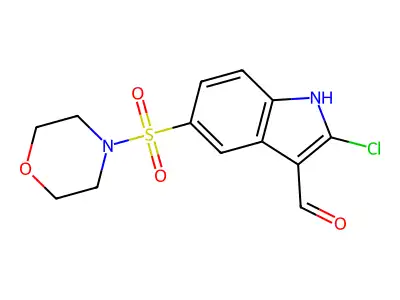 2-chloro-5-(morpholin-4-ylsulfonyl)-1H-indole-3-carbaldehyde structure