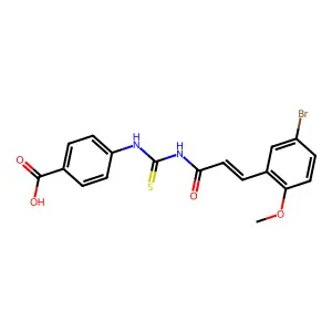 4-[3-(5-Bromo-2-methoxyphenyl)prop-2-enoylcarbamothioylamino]benzoic acid structure