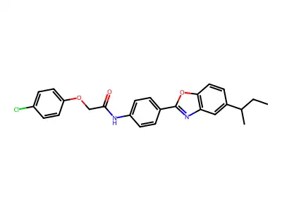 N-{4-[5-(butan-2-yl)-1,3-benzoxazol-2-yl]phenyl}-2-(4-chlorophenoxy)acetamide structure