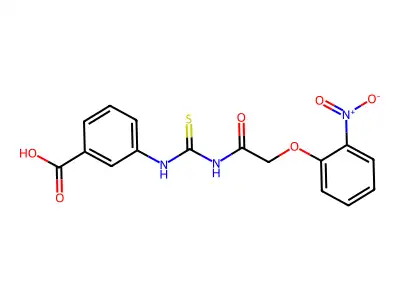 3-[[[[(2-Nitrophenoxy)acetyl]amino]thioxomethyl]amino]-benzoic acid structure