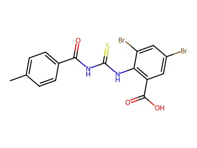 3,5-Dibromo-2-[(4-methylbenzoyl)carbamothioylamino]benzoic acid structure