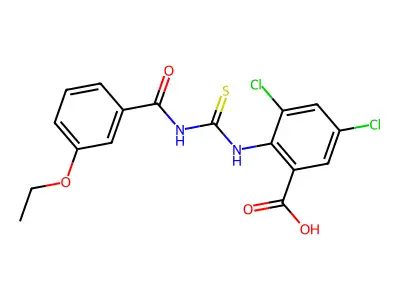 3,5-Dichloro-2-[(3-ethoxybenzoyl)carbamothioylamino]benzoic acid structure
