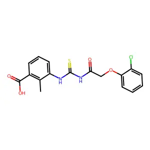3-({[(2-Chlorophenoxy)acetyl]carbamothioyl}amino)-2-methylbenzoic acid structure