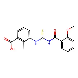 3-[(2-Methoxybenzoyl)carbamothioylamino]-2-methylbenzoic acid structure