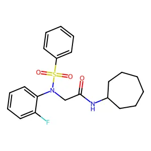 2-[N-(benzenesulfonyl)-2-fluoroanilino]-N-cycloheptylacetamide structure