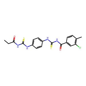 3-chloro-4-methyl-N-({4-[(propanoylcarbamothioyl)amino]phenyl}carbamothioyl)benzamide structure