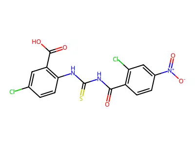 5-Chloro-2-[(2-chloro-4-nitrobenzoyl)carbamothioylamino]benzoic acid structure