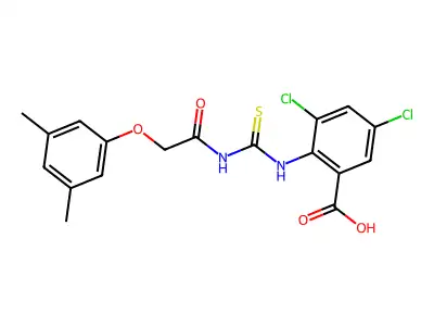 3,5-Dichloro-2-[[2-(3,5-dimethylphenoxy)acetyl]carbamothioylamino]benzoic acid structure