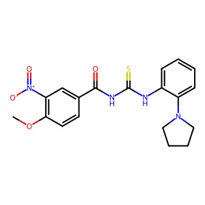 4-methoxy-3-nitro-N-[(2-pyrrolidin-1-ylphenyl)carbamothioyl]benzamide structure