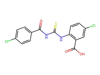 5-Chloro-2-[[[(4-chlorobenzoyl)amino]thioxomethyl]amino]-benzoic acid structure