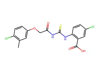 5-Chloro-2-[[[[(4-chloro-3-methylphenoxy)acetyl ]amino]thioxomethyl ]amino]-benzoic acid structure