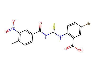 5-Bromo-2-[[[(4-methyl-3-nitrobenzoyl)amino]thioxomethyl]amino]-benzoic acid structure