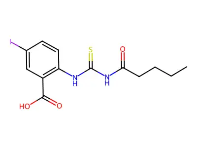 5-Iodo-2-[[[(1-oxopentyl)amino]thioxomethyl]amino]-benzoic acid structure