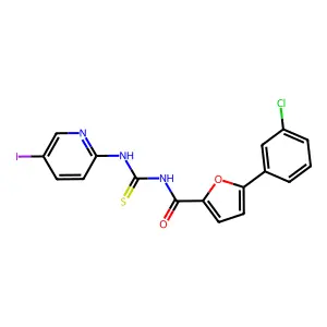 5-(3-chlorophenyl)-N-[(5-iodopyridin-2-yl)carbamothioyl]furan-2-carboxamide structure