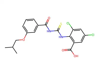 3,5-Dichloro-2-[[3-(2-methylpropoxy)benzoyl]carbamothioylamino]benzoic acid structure