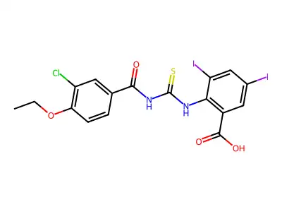 2-[(3-Chloro-4-ethoxybenzoyl)carbamothioylamino]-3,5-diiodobenzoic acid structure