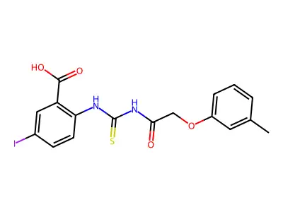5-Iodo-2-[[[[(3-methylphenoxy)acetyl]amino]thioxomethyl]amino]-benzoic acid structure