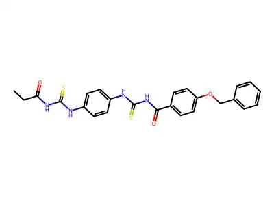 4-(benzyloxy)-N-({4-[(propanoylcarbamothioyl)amino]phenyl}carbamothioyl)benzamide structure
