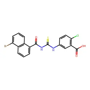 5-({[(5-Bromonaphthalen-1-yl)carbonyl]carbamothioyl}amino)-2-chlorobenzoic acid structure
