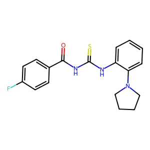 4-fluoro-N-[(2-pyrrolidin-1-ylphenyl)carbamothioyl]benzamide structure
