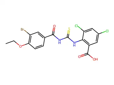 2-[(3-Bromo-4-ethoxybenzoyl)carbamothioylamino]-3,5-dichlorobenzoic acid structure