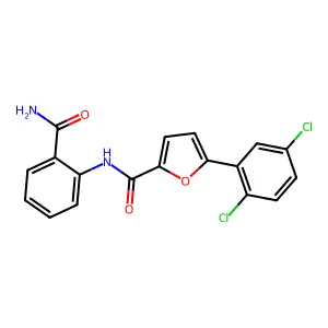 N-(2-carbamoylphenyl)-5-(2,5-dichlorophenyl)furan-2-carboxamide structure