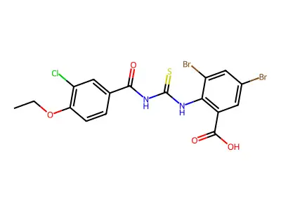 3,5-dibromo-2-[(3-chloro-4-ethoxy-benzoyl)thiocarbamoylamino]benzoic Acid structure