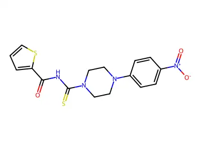 N-[4-(4-nitrophenyl)piperazine-1-carbothioyl]thiophene-2-carboxamide structure