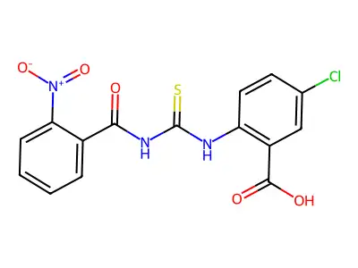 5-Chloro-2-[[[(2-nitrobenzoyl)amino]thioxomethyl]amino]-benzoic acid structure