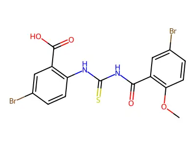 5-Bromo-2-[[[(5-bromo-2-methoxybenzoyl)amino]thioxomethyl]amino]-benzoic acid structure