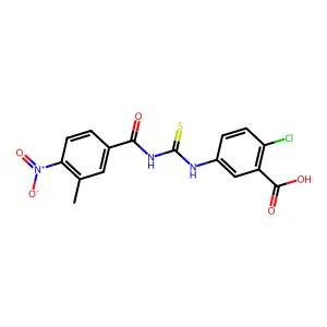 2-Chloro-5-({[(3-methyl-4-nitrophenyl)carbonyl]carbamothioyl}amino)benzoic acid structure