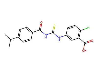 2-Chloro-5-({[(4-isopropylbenzoyl)amino]carbonothioyl}amino)benzoic acid structure