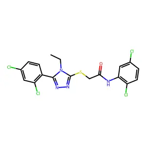 N-(2,5-dichlorophenyl)-2-[[5-(2,4-dichlorophenyl)-4-ethyl-1,2,4-triazol-3-yl]sulfanyl]acetamide structure