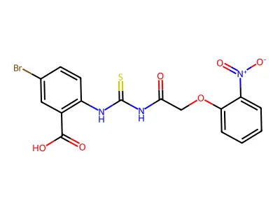 5-Bromo-2-[[[[(2-nitrophenoxy)acetyl]amino]thioxomethyl]amino]-benzoic acid structure