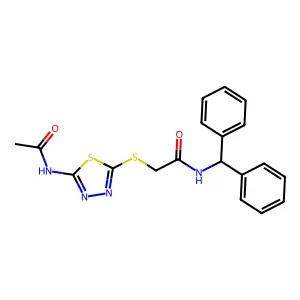 2-{[5-(acetylamino)-1,3,4-thiadiazol-2-yl]sulfanyl}-N-(diphenylmethyl)acetamide structure