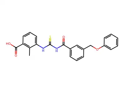 2-Methyl-3-[[[[3-(phenoxymethyl)benzoyl]amino]thioxomethyl]amino]-benzoic acid structure