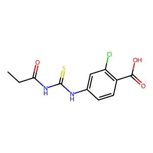 2-Chloro-4-[(propanoylcarbamothioyl)amino]benzoic acid structure