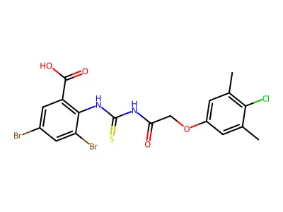 3,5-DIBROMO-2-[[[[ ACETYL]AMINO]THIOXOMETHYL]AMINO]-BENZOICACID structure
