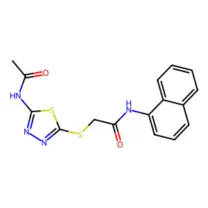 2-[(5-acetamido-1,3,4-thiadiazol-2-yl)sulfanyl]-N-naphthalen-1-ylacetamide structure