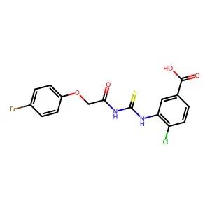 3-[[[[(4-Bromophenoxy)acetyl]amino]thioxomethyl]amino]-4-chloro-benzoic acid structure