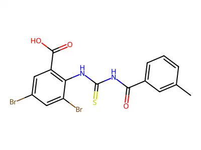 3,5-Dibromo-2-[[[(3-methylbenzoyl)amino]thioxomethyl]amino]-benzoic acid structure