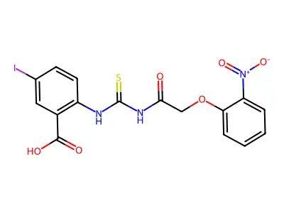 5-Iodo-2-[[2-(2-nitrophenoxy)acetyl]carbamothioylamino]benzoic acid structure