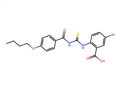 5-Bromo-2-[[[(4-butoxybenzoyl)amino]thioxomethyl]amino]-benzoic acid structure