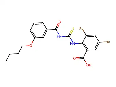 3,5-Dibromo-2-[(3-butoxybenzoyl)carbamothioylamino]benzoic acid structure