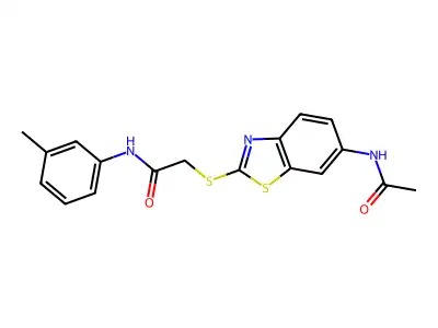 2-[(6-acetamido-1,3-benzothiazol-2-yl)sulfanyl]-N-(3-methylphenyl)acetamide structure
